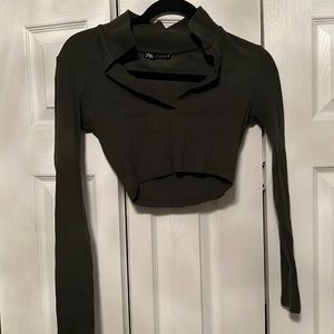 zara green crop top